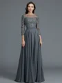 A-Line/Princess Bateau Floor-Length Chiffon Mother of the Bride Dresses