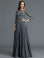 A-Line/Princess Bateau Floor-Length Chiffon Mother of the Bride Dresses