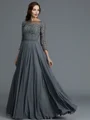 A-Line/Princess Bateau Floor-Length Chiffon Mother of the Bride Dresses