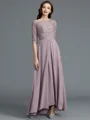 A-Line/Princess Scoop Asymmetrical Chiffon Mother of the Bride Dresses