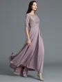 A-Line/Princess Scoop Asymmetrical Chiffon Mother of the Bride Dresses