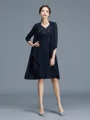 Sheath/Column V-neck Knee-Length Chiffon Mother of the Bride Dresses With Ruffles