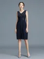 Sheath/Column V-neck Knee-Length Chiffon Mother of the Bride Dresses With Ruffles