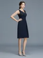 Sheath/Column V-neck Knee-Length Chiffon Mother of the Bride Dresses With Ruffles
