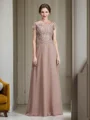 A-Line/Princess Scoop Floor-Length Chiffon Mother of the Bride Dresses With Appliques Lace