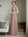 A-Line/Princess Scoop Floor-Length Chiffon Mother of the Bride Dresses With Appliques Lace