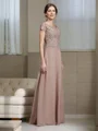 A-Line/Princess Scoop Floor-Length Chiffon Mother of the Bride Dresses With Appliques Lace