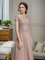 A-Line/Princess Scoop Floor-Length Chiffon Mother of the Bride Dresses With Appliques Lace