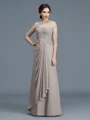A-Line/Princess Sheer Neck Floor-Length Chiffon Mother of the Bride Dresses With Ruffles