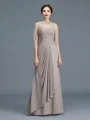A-Line/Princess Sheer Neck Floor-Length Chiffon Mother of the Bride Dresses With Ruffles