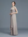 A-Line/Princess Sheer Neck Floor-Length Chiffon Mother of the Bride Dresses With Ruffles