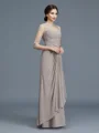 A-Line/Princess Sheer Neck Floor-Length Chiffon Mother of the Bride Dresses With Ruffles