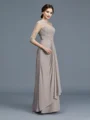 A-Line/Princess Sheer Neck Floor-Length Chiffon Mother of the Bride Dresses With Ruffles