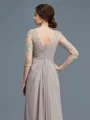 A-Line/Princess Sheer Neck Floor-Length Chiffon Mother of the Bride Dresses With Ruffles