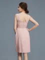 Sheath/Column Sheer Neck Knee-Length Chiffon Mother of the Bride Dresses With Ruffles