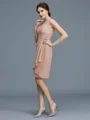 Sheath/Column Sheer Neck Knee-Length Chiffon Mother of the Bride Dresses With Ruffles