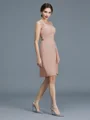 Sheath/Column Sheer Neck Knee-Length Chiffon Mother of the Bride Dresses With Ruffles