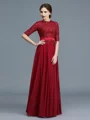 A-Line/Princess Scoop Floor-Length Chiffon Mother of the Bride Dresses With Appliques Lace