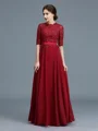 A-Line/Princess Scoop Floor-Length Chiffon Mother of the Bride Dresses With Appliques Lace