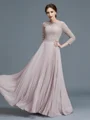 A-Line/Princess Scoop Floor-Length Chiffon Mother of the Bride Dresses With Lace