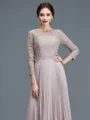 A-Line/Princess Scoop Floor-Length Chiffon Mother of the Bride Dresses With Lace