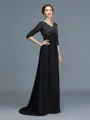 A-Line/Princess V-neck Floor-Length Chiffon Mother of the Bride Dresses With Beading
