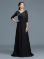 A-Line/Princess V-neck Floor-Length Chiffon Mother of the Bride Dresses With Beading