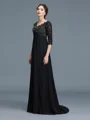 A-Line/Princess V-neck Floor-Length Chiffon Mother of the Bride Dresses With Beading