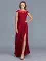 Sheath/Column Scoop Floor-Length Chiffon Mother of the Bride Dresses With Leg Slit