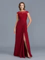 Sheath/Column Scoop Floor-Length Chiffon Mother of the Bride Dresses With Leg Slit