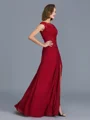Sheath/Column Scoop Floor-Length Chiffon Mother of the Bride Dresses With Leg Slit