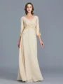 A-Line/Princess V-neck Floor-Length Chiffon Mother of the Bride Dresses With Ruffles
