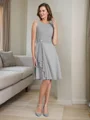 A-Line/Princess Scoop Knee-Length Chiffon Mother of the Bride Dresses With Ruffles
