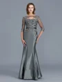 Trumpet/Mermaid Scoop Floor-Length Taffeta Mother of the Bride Dresses With Appliques Lace