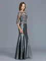 Trumpet/Mermaid Scoop Floor-Length Taffeta Mother of the Bride Dresses With Appliques Lace