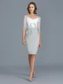 Sheath/Column V-neck Knee-Length Chiffon Mother of the Bride Dresses With Ruffles