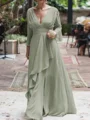 A-Line/Princess V-neck Floor-Length Chiffon Mother of the Bride Dresses With Ruffles