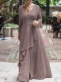 A-Line/Princess V-neck Floor-Length Chiffon Mother of the Bride Dresses With Ruffles