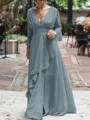 A-Line/Princess V-neck Floor-Length Chiffon Mother of the Bride Dresses With Ruffles