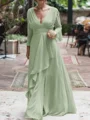 A-Line/Princess V-neck Floor-Length Chiffon Mother of the Bride Dresses With Ruffles