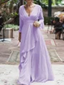 A-Line/Princess V-neck Floor-Length Chiffon Mother of the Bride Dresses With Ruffles