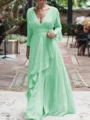 A-Line/Princess V-neck Floor-Length Chiffon Mother of the Bride Dresses With Ruffles
