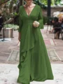 A-Line/Princess V-neck Floor-Length Chiffon Mother of the Bride Dresses With Ruffles