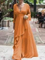 A-Line/Princess V-neck Floor-Length Chiffon Mother of the Bride Dresses With Ruffles