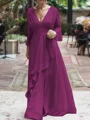 A-Line/Princess V-neck Floor-Length Chiffon Mother of the Bride Dresses With Ruffles