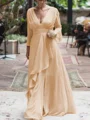 A-Line/Princess V-neck Floor-Length Chiffon Mother of the Bride Dresses With Ruffles