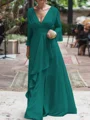 A-Line/Princess V-neck Floor-Length Chiffon Mother of the Bride Dresses With Ruffles