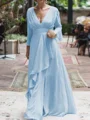 A-Line/Princess V-neck Floor-Length Chiffon Mother of the Bride Dresses With Ruffles