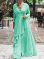 A-Line/Princess V-neck Floor-Length Chiffon Mother of the Bride Dresses With Ruffles