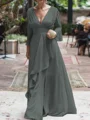 A-Line/Princess V-neck Floor-Length Chiffon Mother of the Bride Dresses With Ruffles